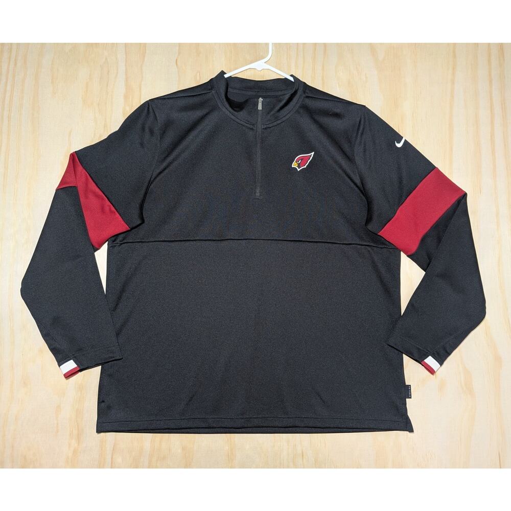 Nike Men's XL Arizona Cardinals NFL 1/4 Zip Pullover Black Dri-Fit Long Sleeve